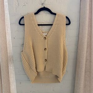 Topshop Cream Knit Button-Up Vest